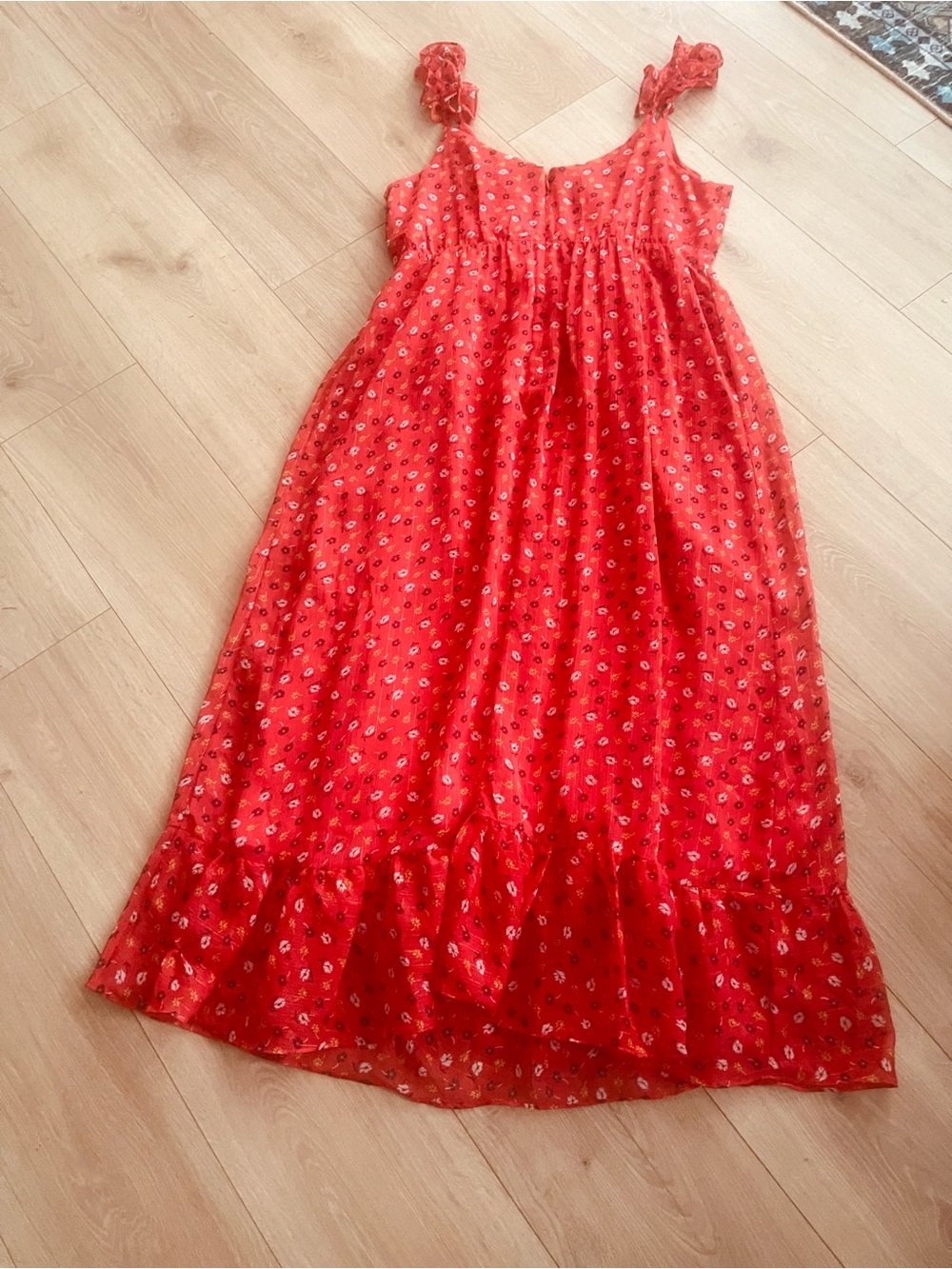 Madewell Red Floral Tie-Waist Maxi Dress - Picture 9 of 15